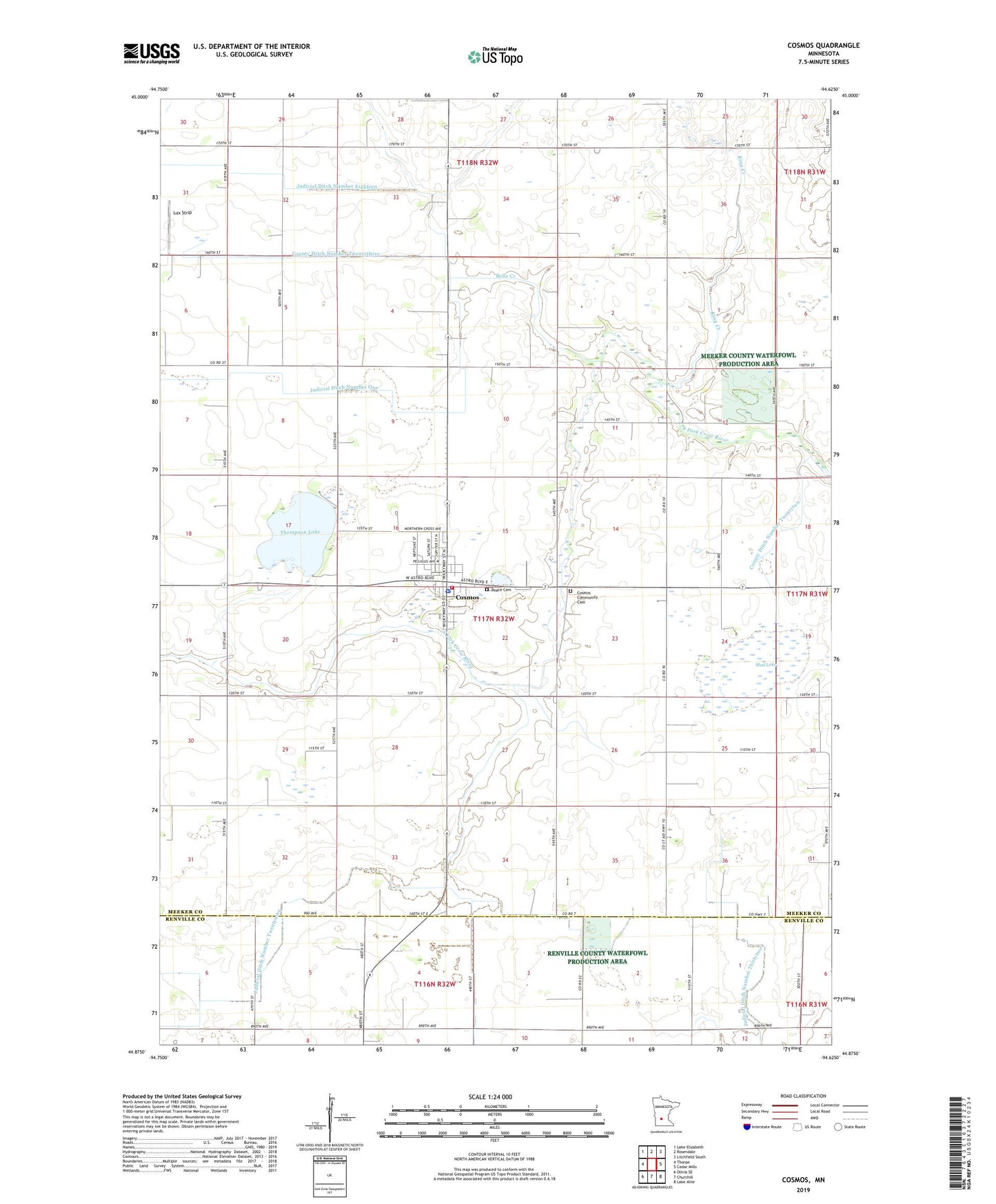 Cosmos Minnesota US Topo Map Image