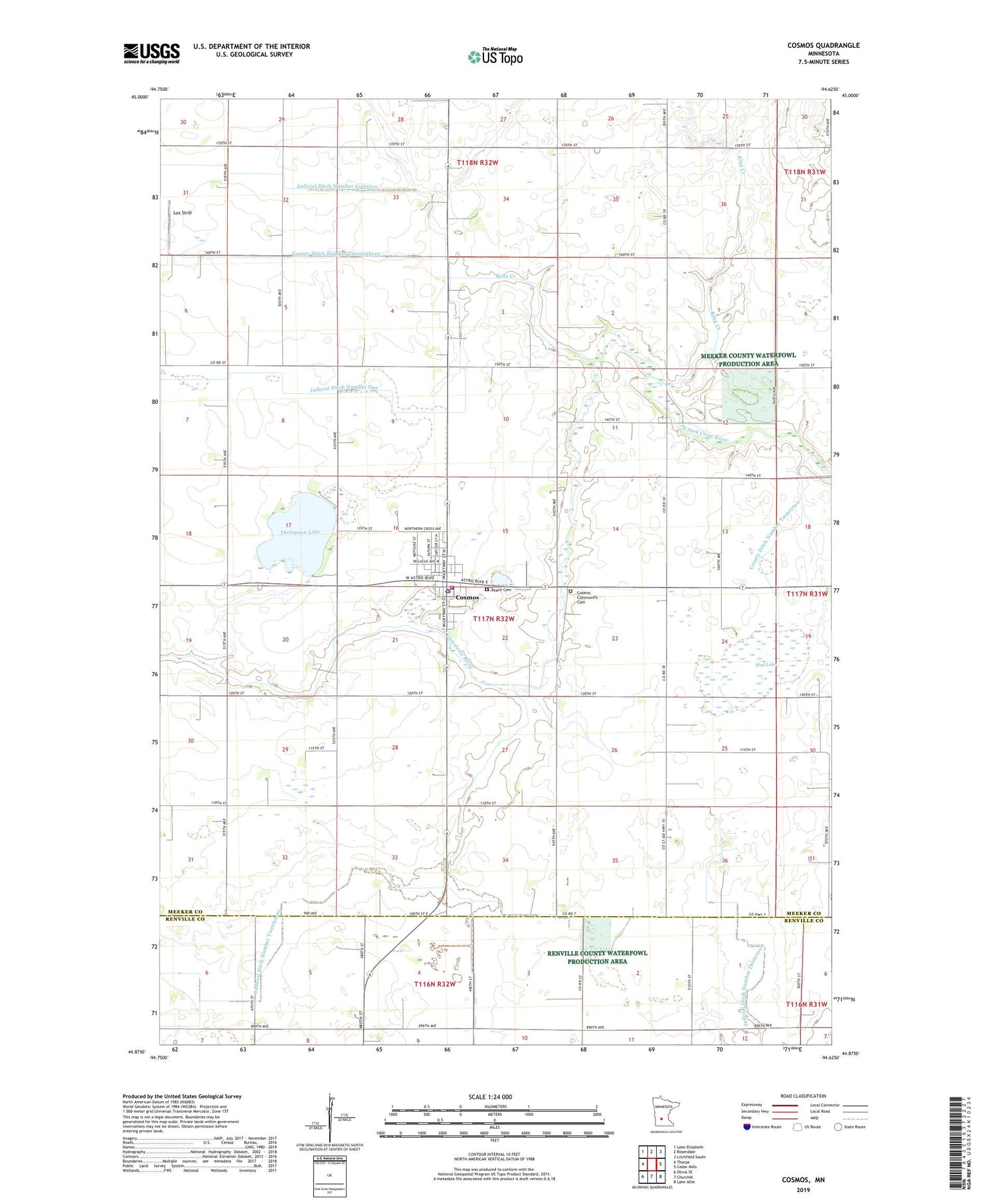 Cosmos Minnesota US Topo Map Image