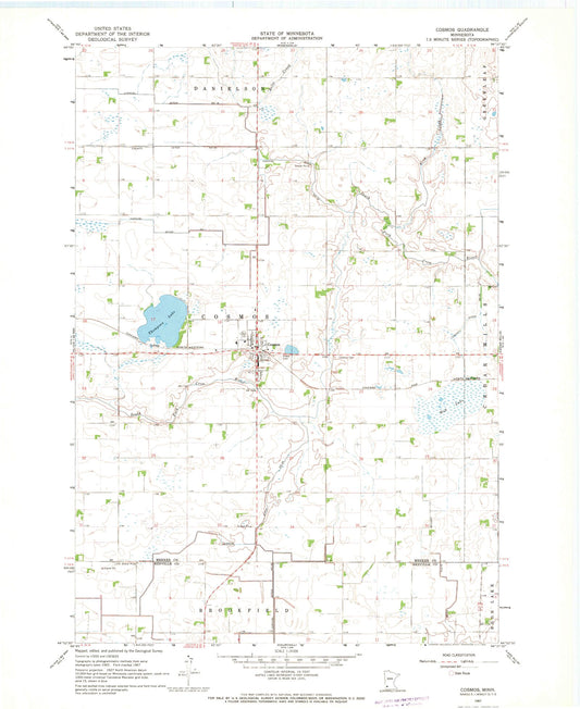 Classic USGS Cosmos Minnesota 7.5'x7.5' Topo Map Image