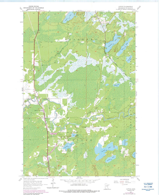 Classic USGS Cotton Minnesota 7.5'x7.5' Topo Map Image