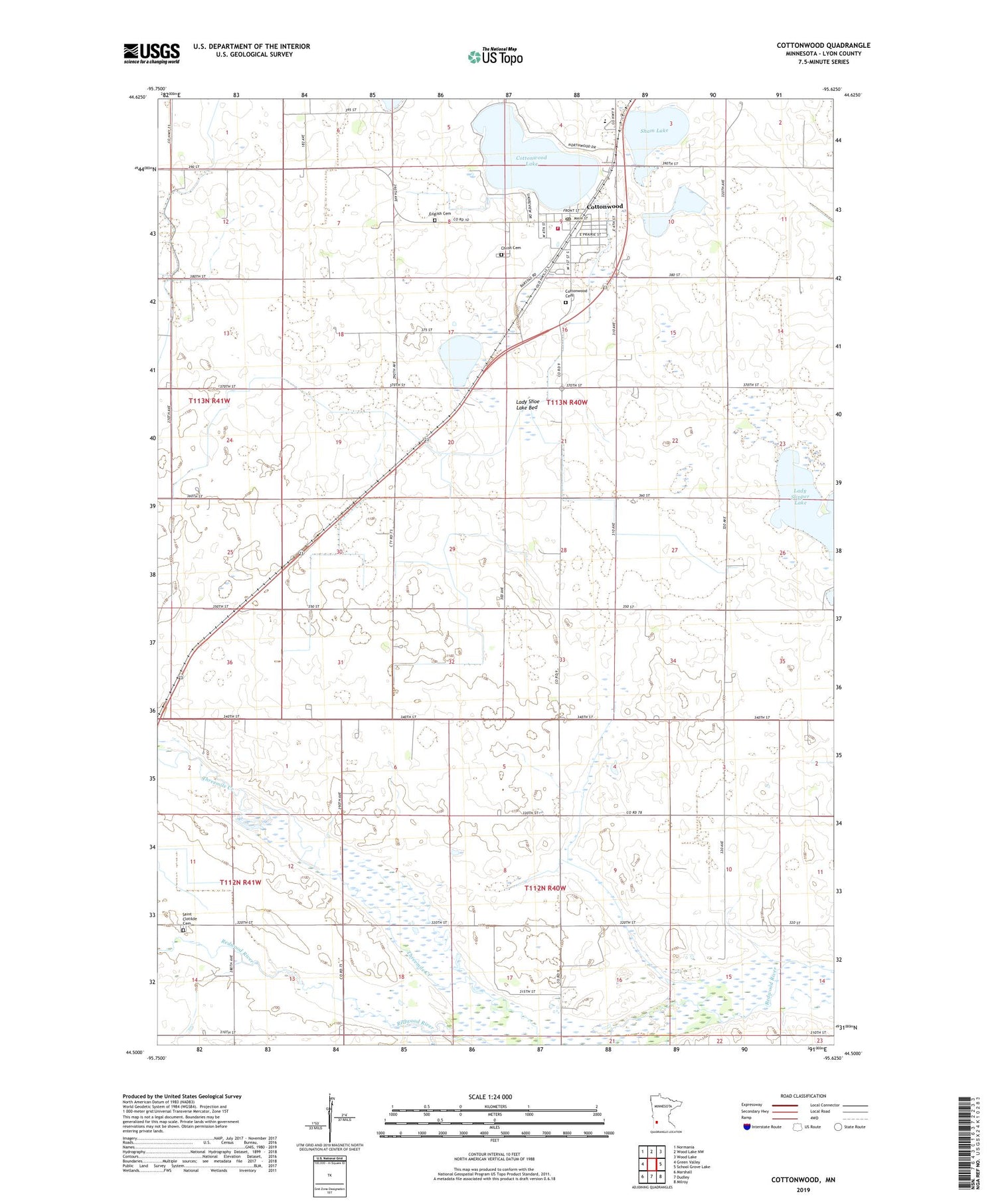 Cottonwood Minnesota US Topo Map Image