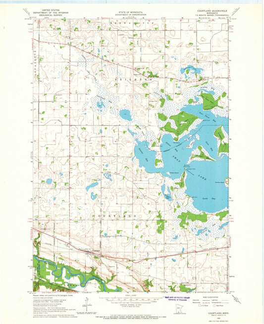 Classic USGS Courtland Minnesota 7.5'x7.5' Topo Map Image