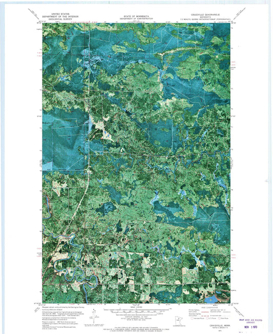 Classic USGS Craigville Minnesota 7.5'x7.5' Topo Map Image