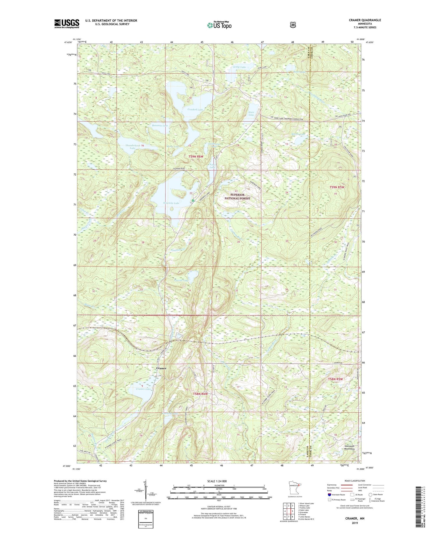 Cramer Minnesota US Topo Map Image