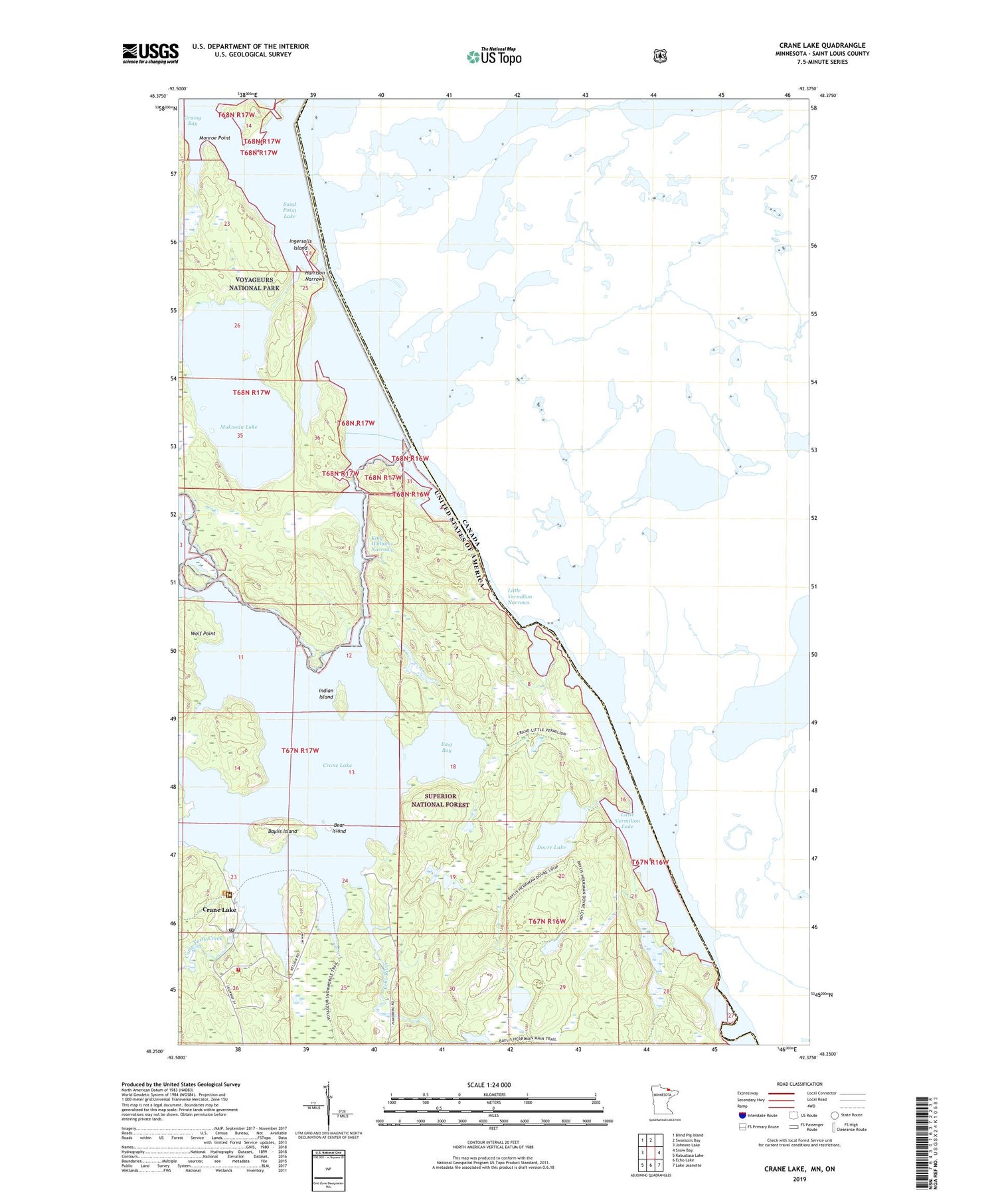 Crane Lake Minnesota US Topo Map Image