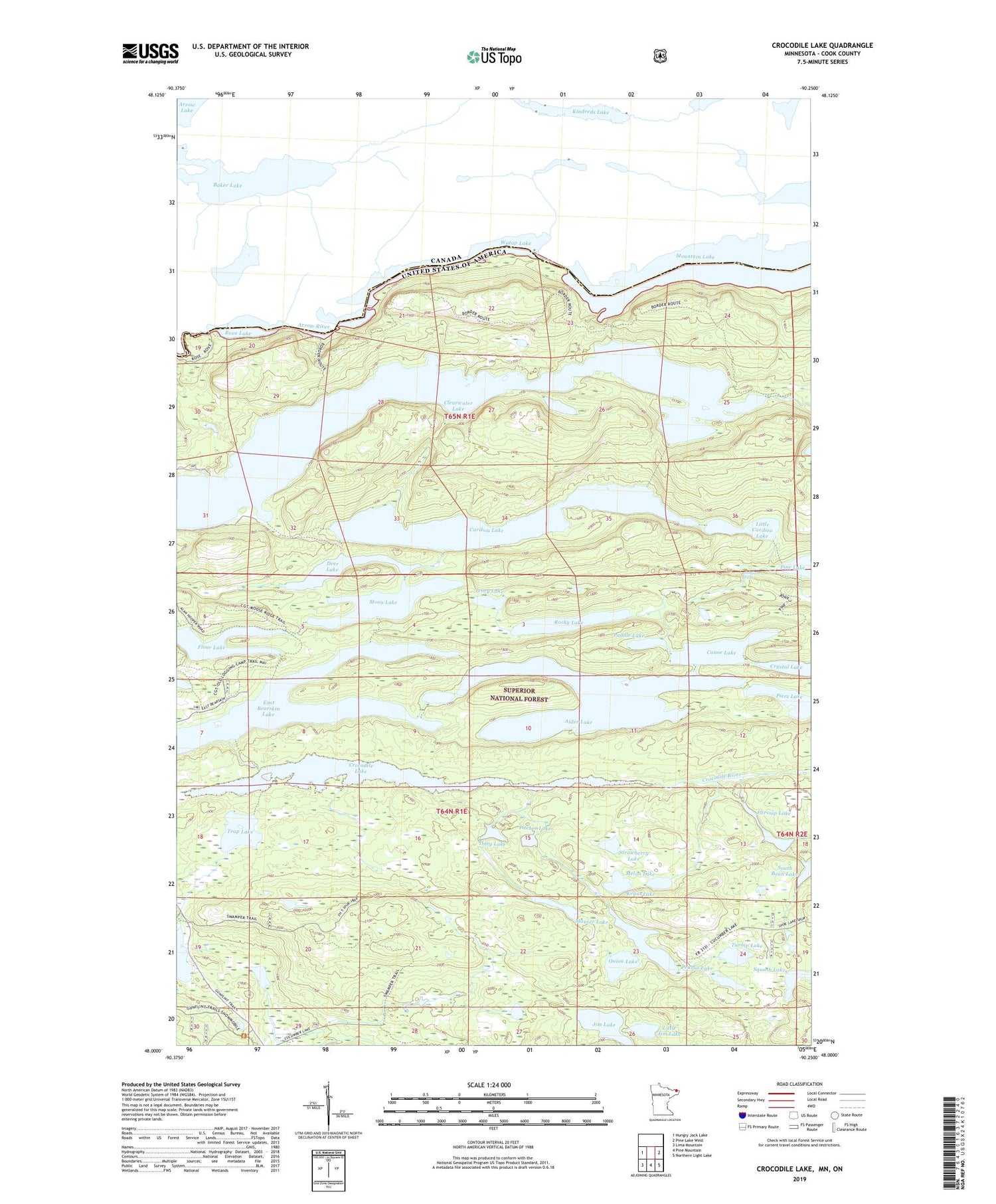 Crocodile Lake Minnesota US Topo Map Image