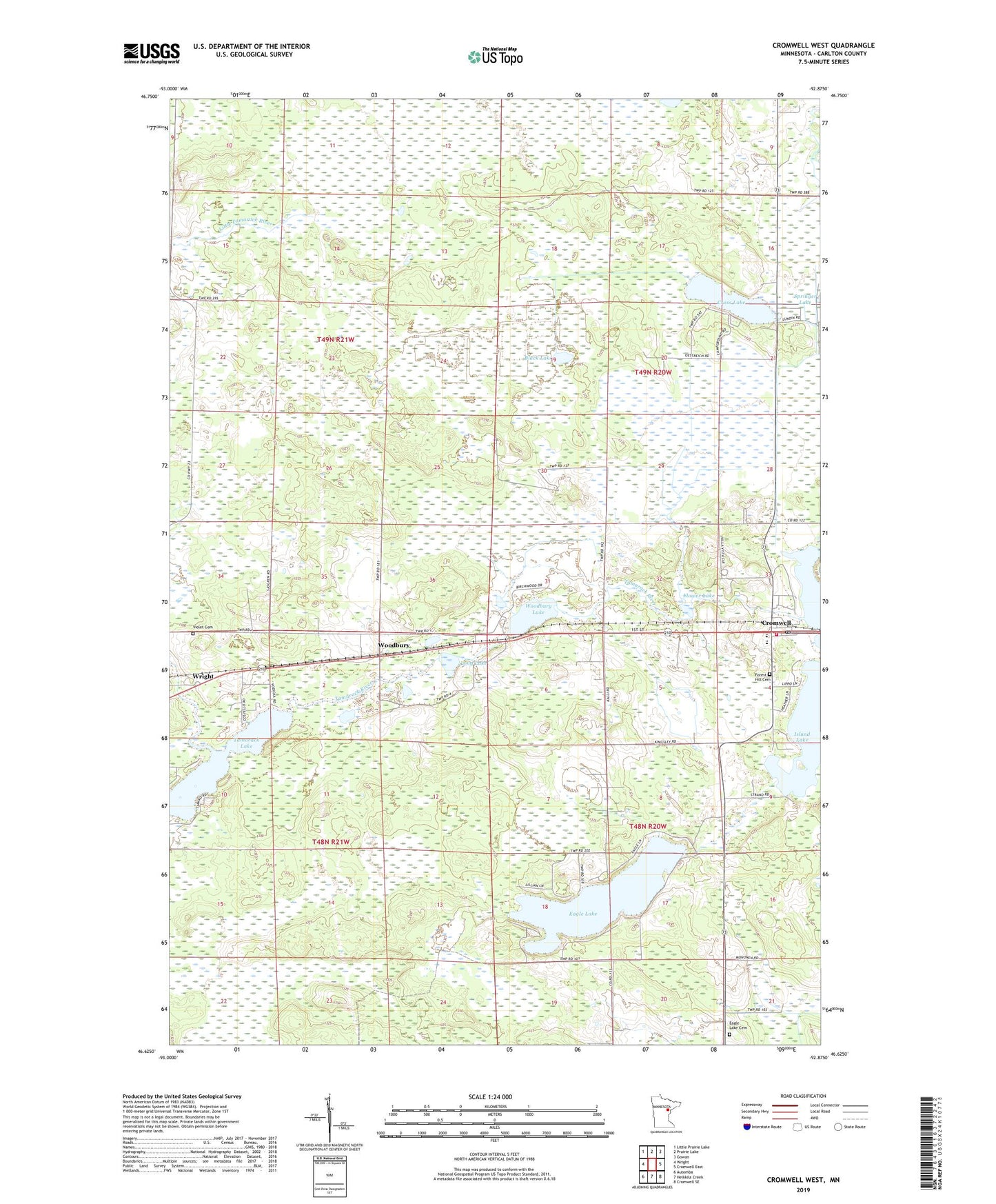 Cromwell West Minnesota US Topo Map Image