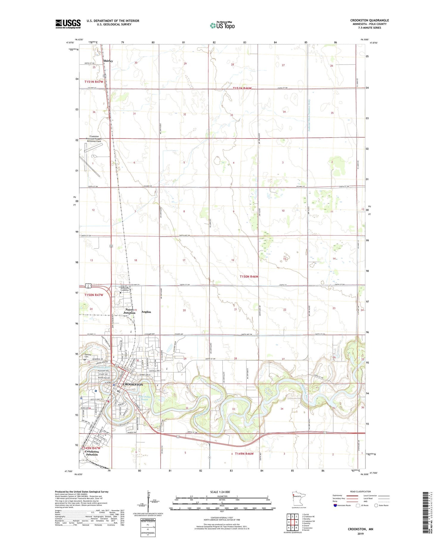 Crookston Minnesota US Topo Map Image