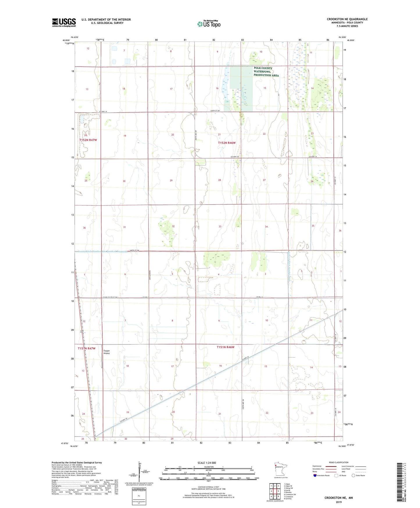 Crookston NE Minnesota US Topo Map Image