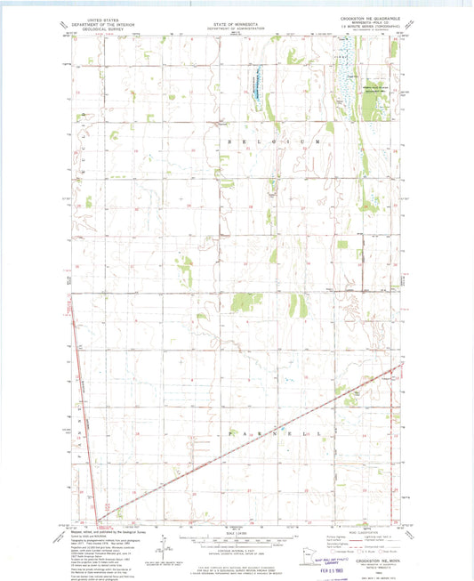 Classic USGS Crookston NE Minnesota 7.5'x7.5' Topo Map Image