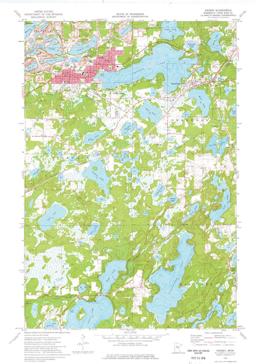 Classic USGS Crosby Minnesota 7.5'x7.5' Topo Map Image