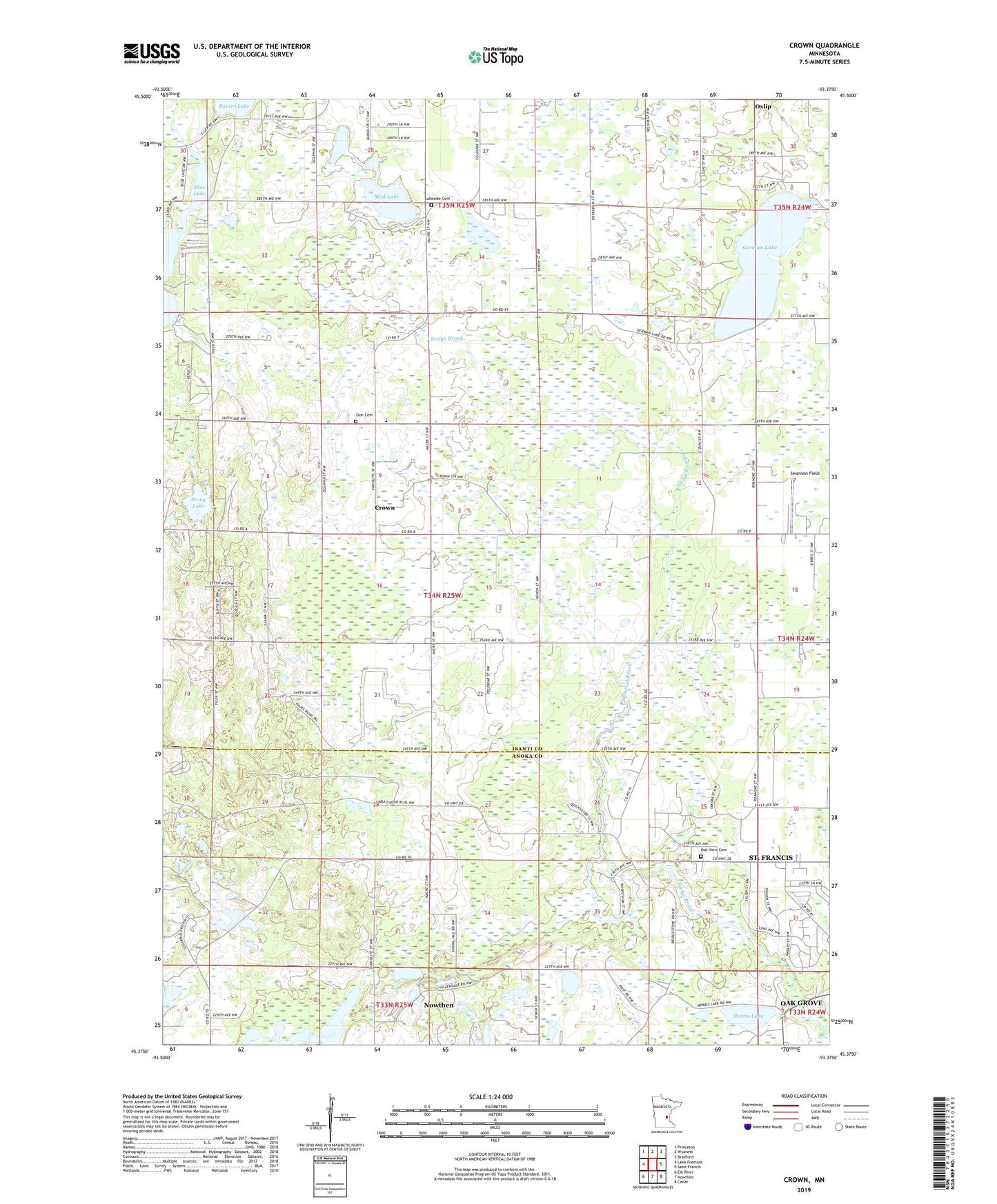 Crown Minnesota US Topo Map Image