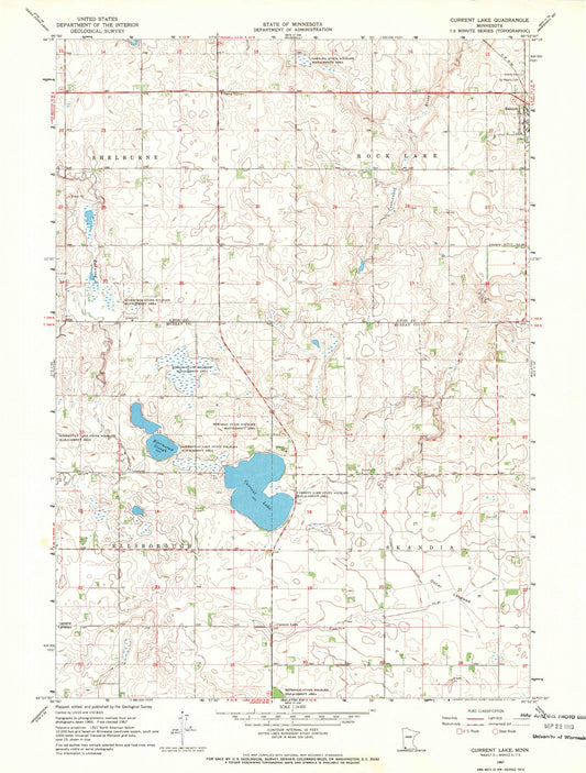 Classic USGS Current Lake Minnesota 7.5'x7.5' Topo Map Image