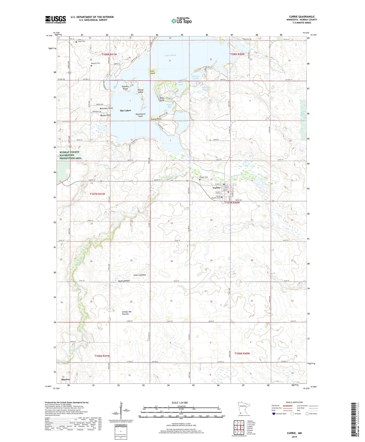 Currie Minnesota US Topo Map Image