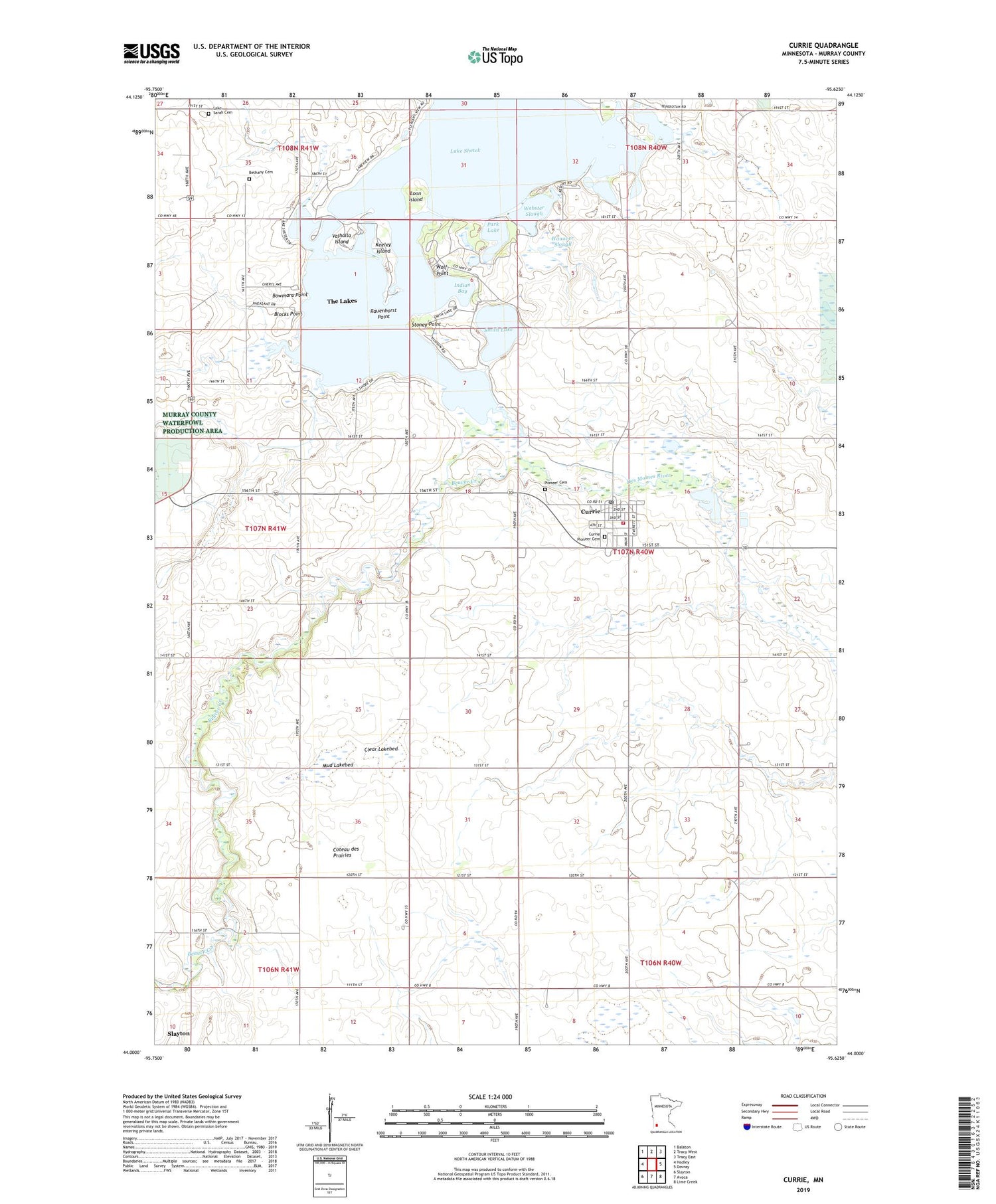 Currie Minnesota US Topo Map Image