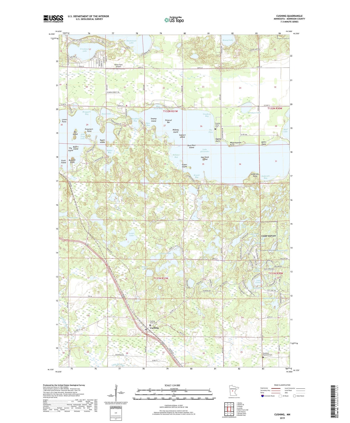 Cushing Minnesota US Topo Map Image