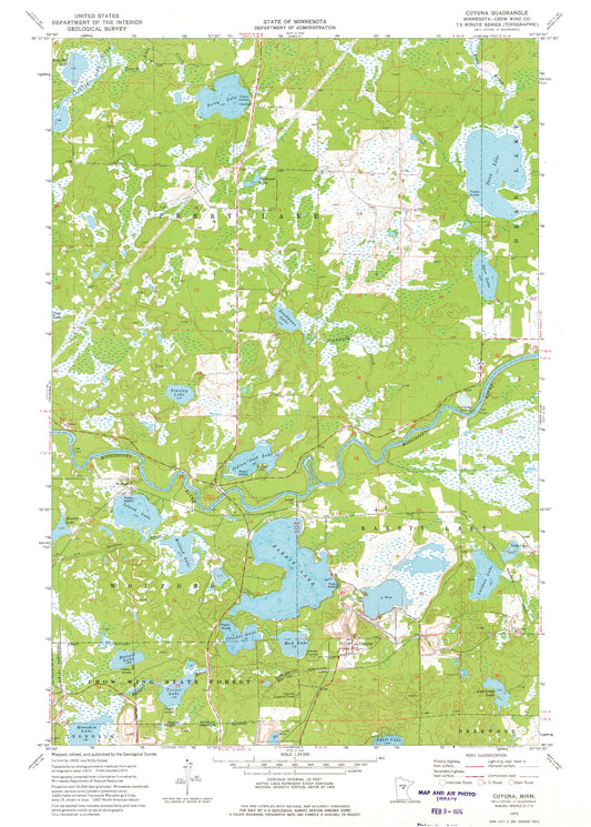 Classic USGS Cuyuna Minnesota 7.5'x7.5' Topo Map Image