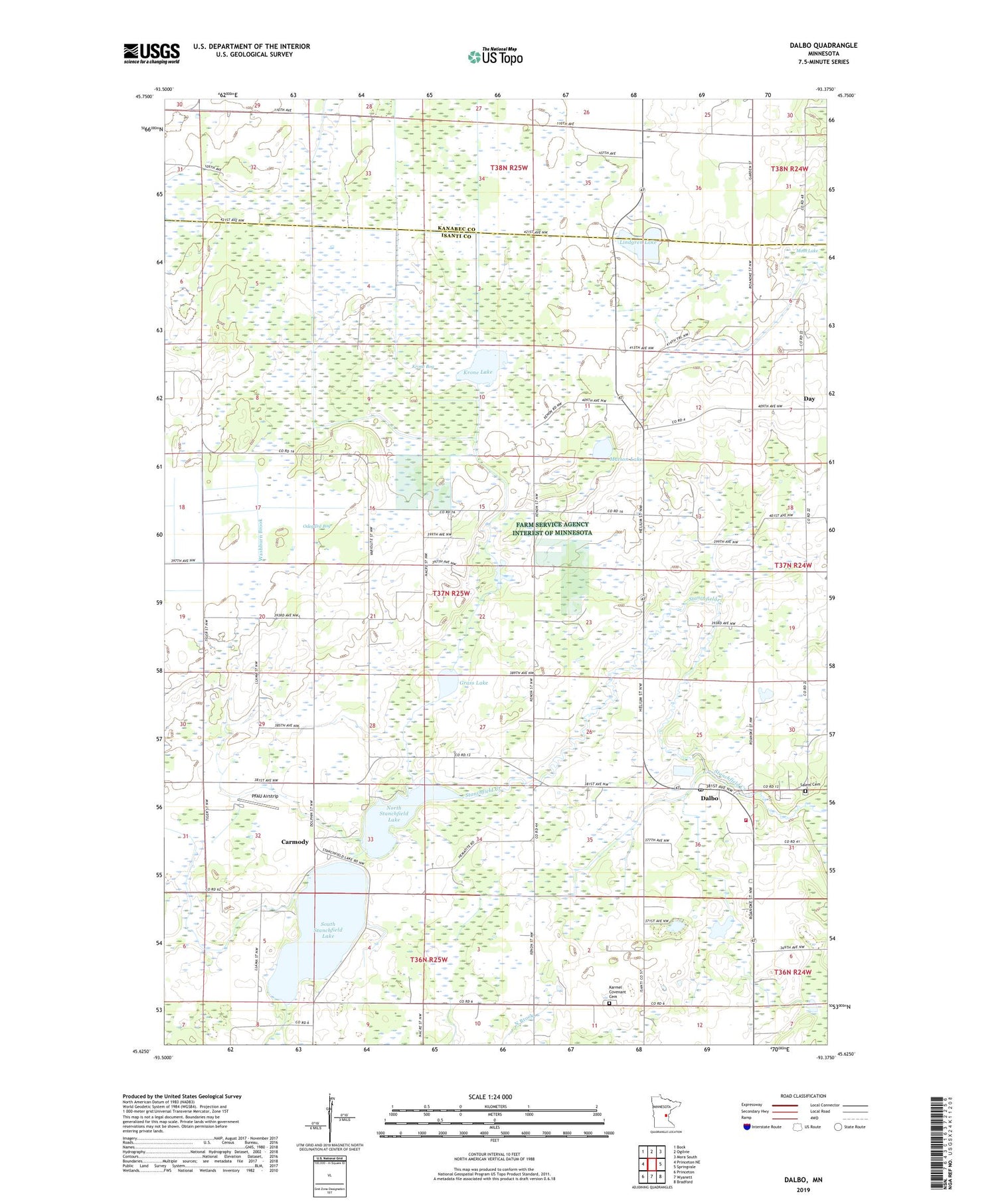 Dalbo Minnesota US Topo Map Image