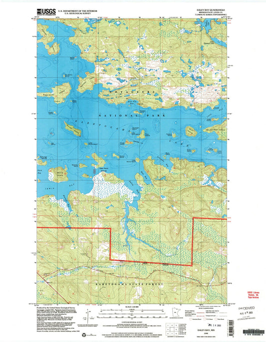 Classic USGS Daley Bay Minnesota 7.5'x7.5' Topo Map Image