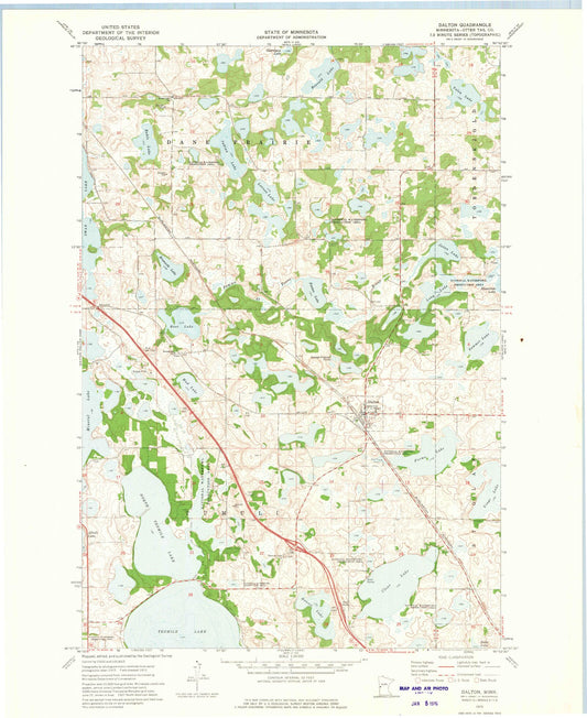 Classic USGS Dalton Minnesota 7.5'x7.5' Topo Map Image