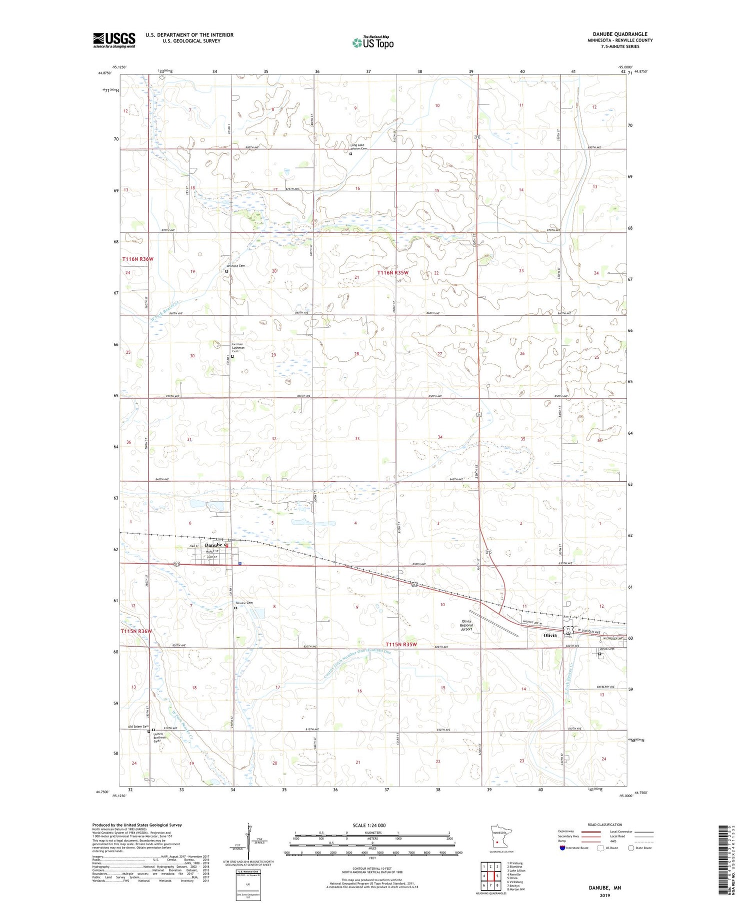 Danube Minnesota US Topo Map Image