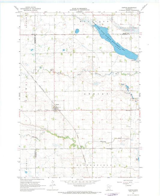 Classic USGS Darfur Minnesota 7.5'x7.5' Topo Map Image