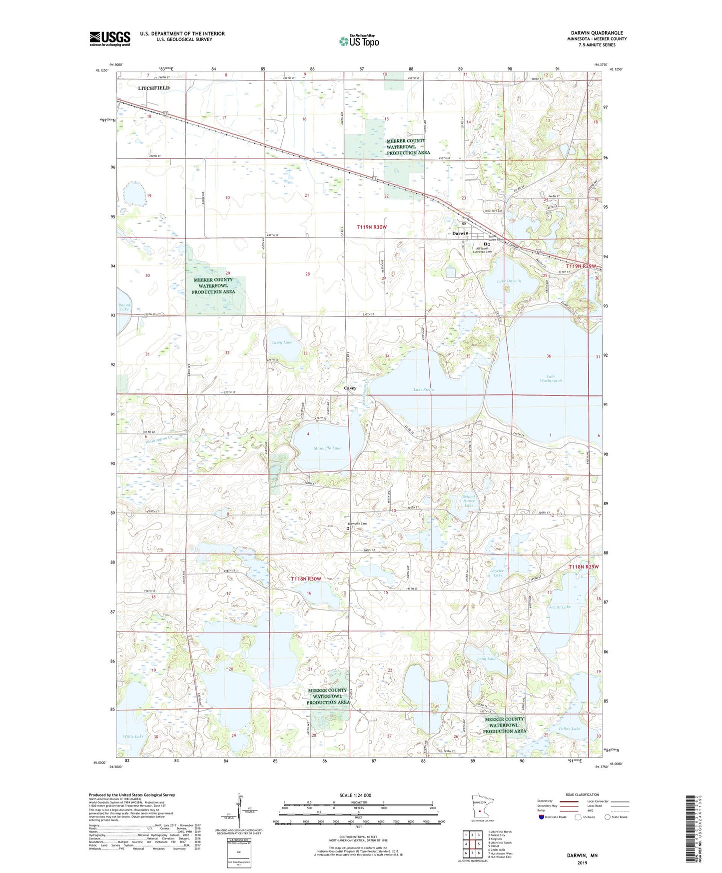 Darwin Minnesota US Topo Map Image