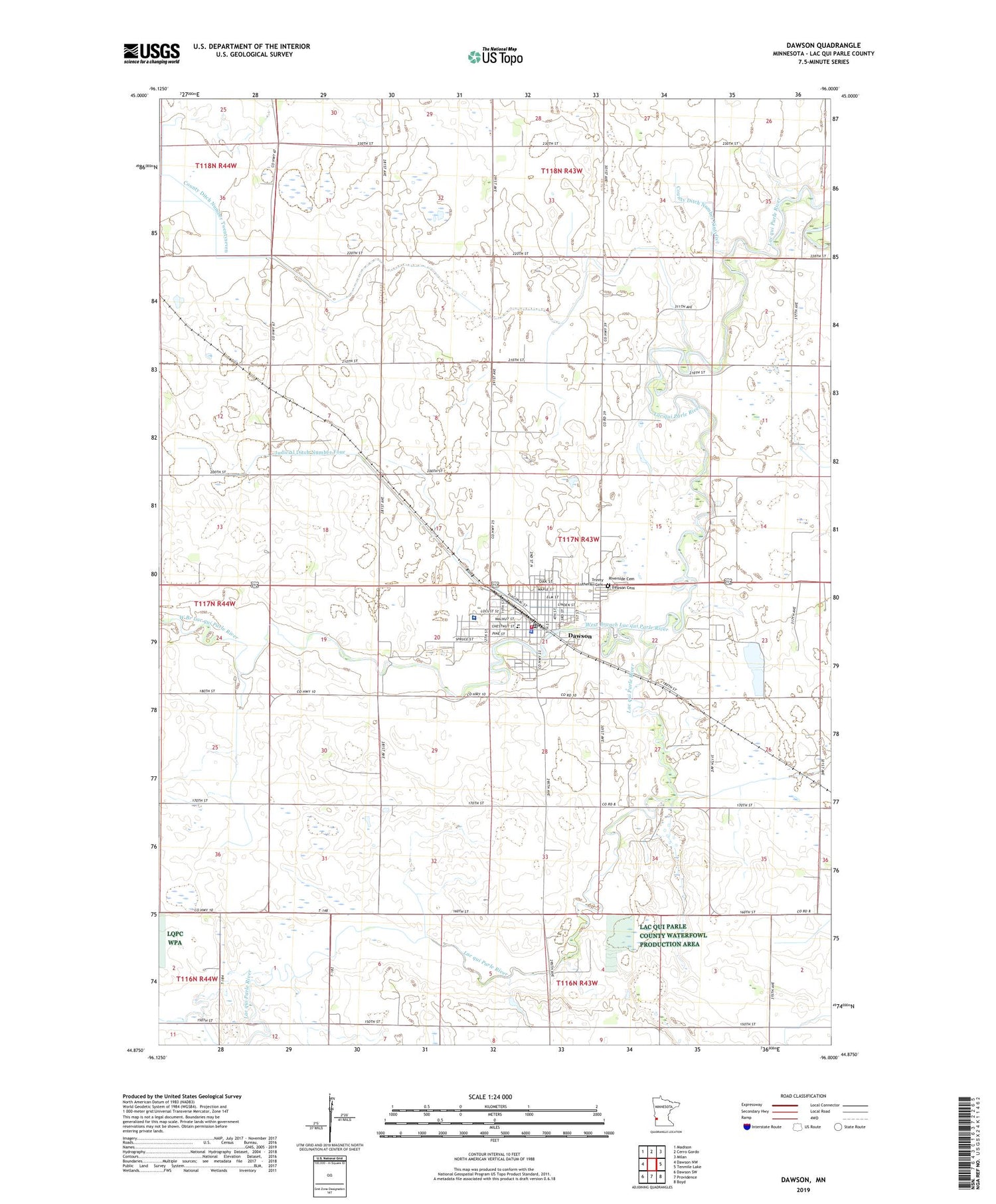 Dawson Minnesota US Topo Map Image