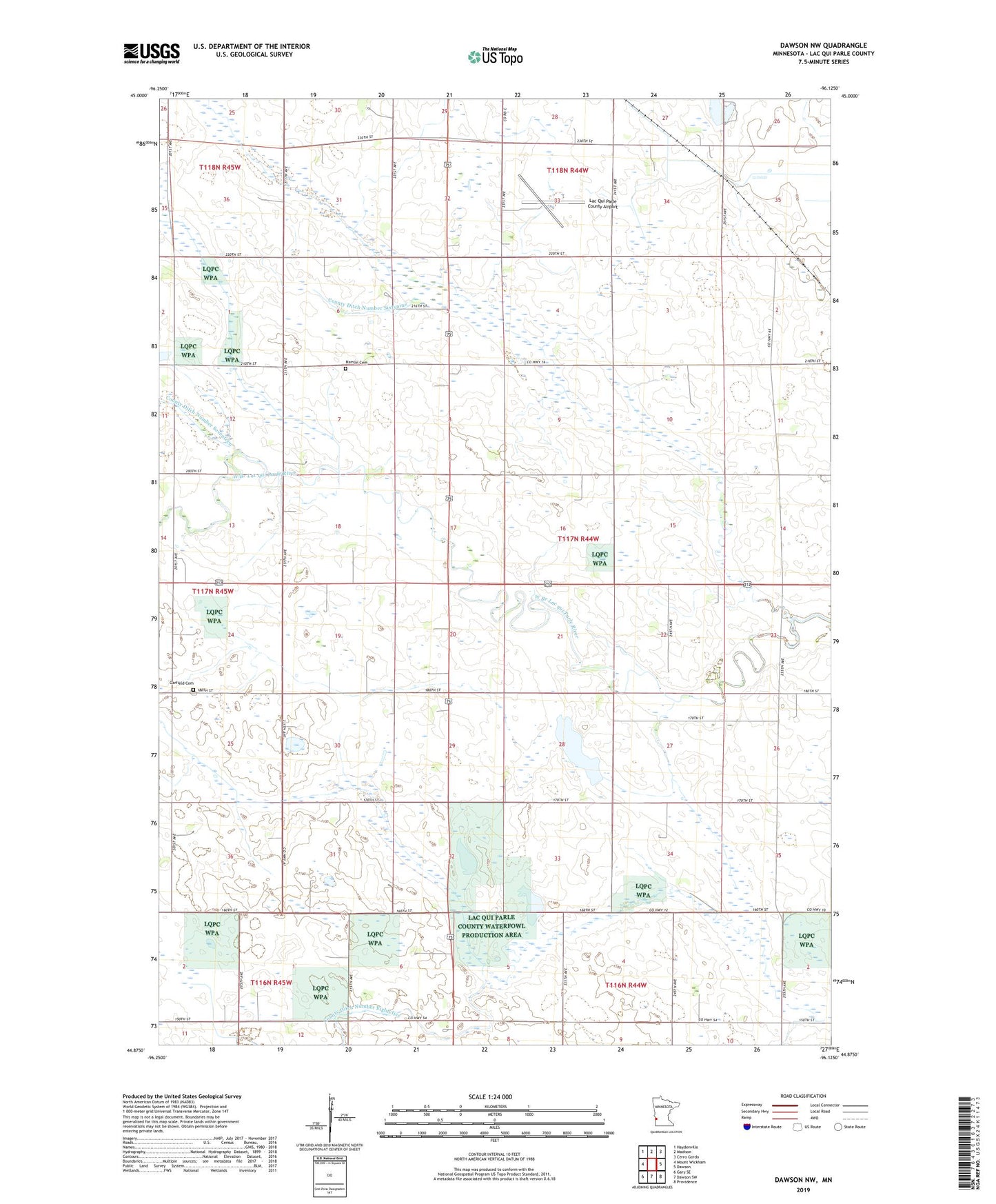Dawson NW Minnesota US Topo Map Image