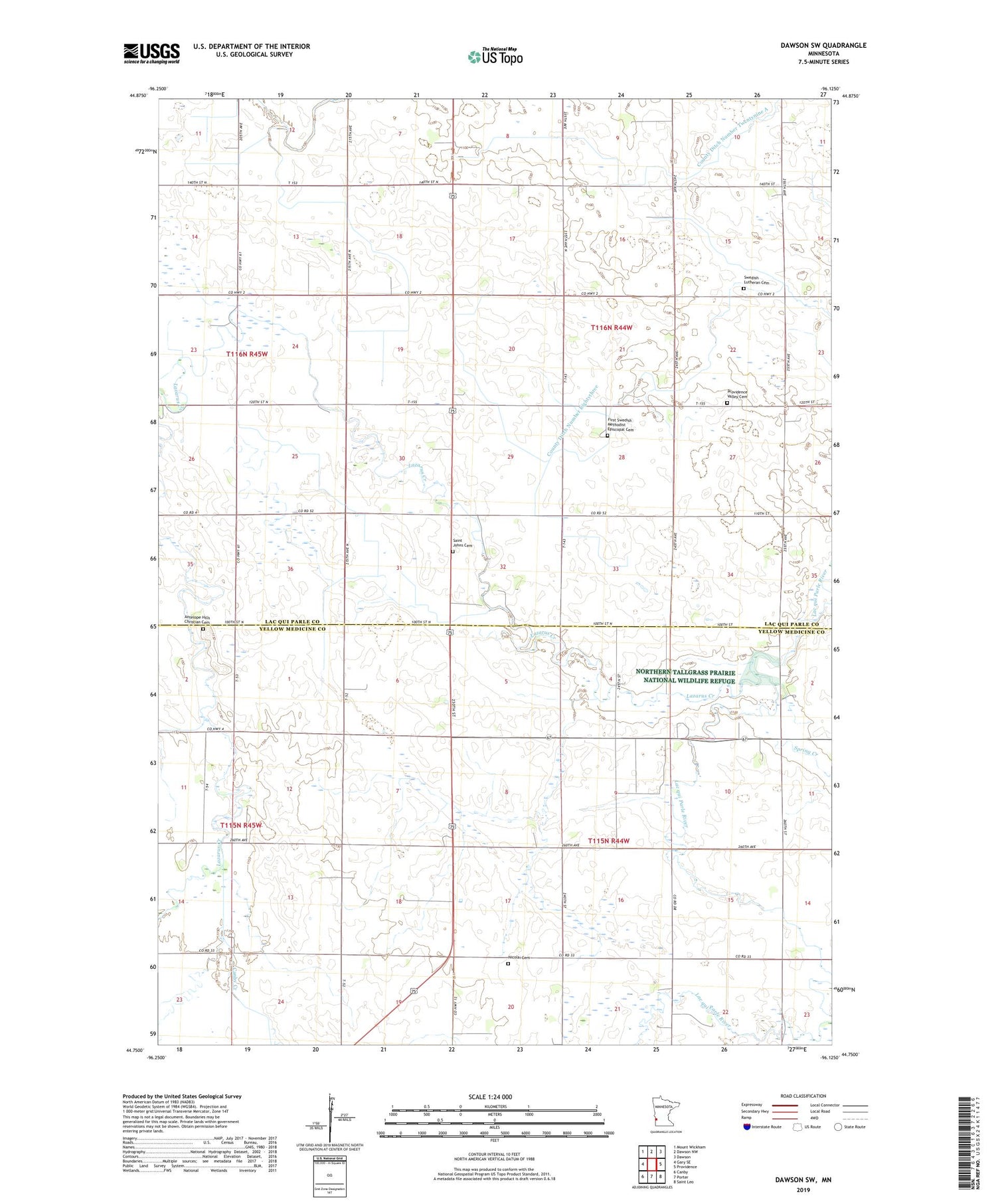 Dawson SW Minnesota US Topo Map Image