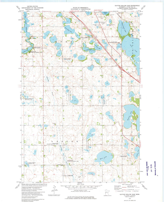 Classic USGS Dayton Hollow Dam Minnesota 7.5'x7.5' Topo Map Image