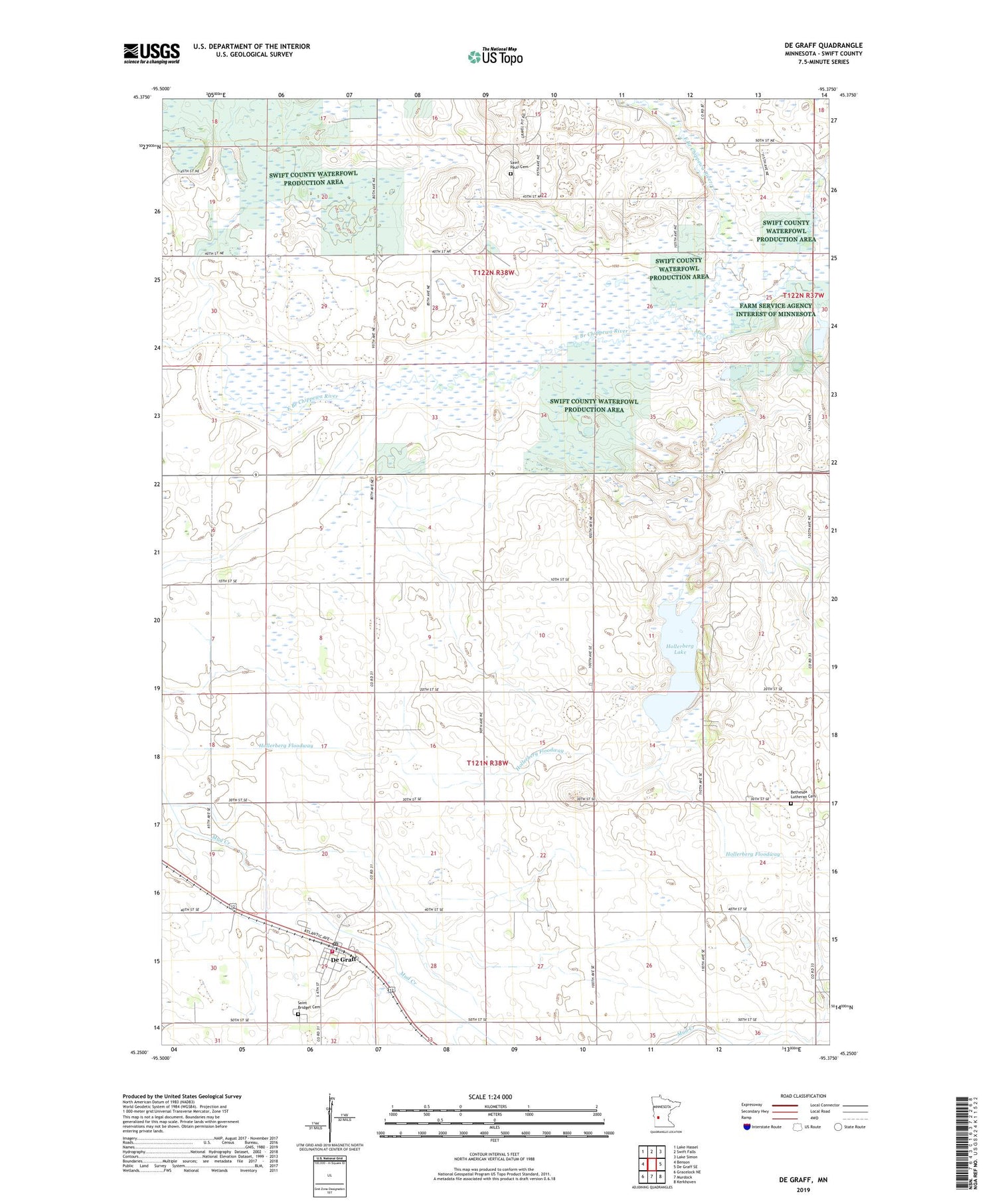 De Graff Minnesota US Topo Map Image