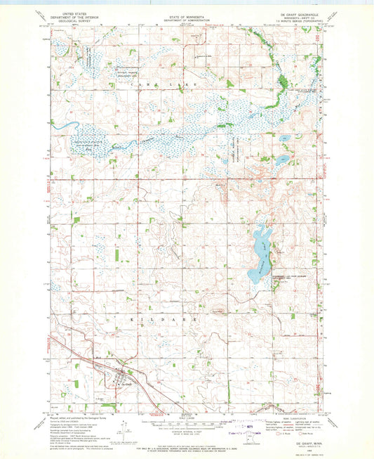 Classic USGS De Graff Minnesota 7.5'x7.5' Topo Map Image