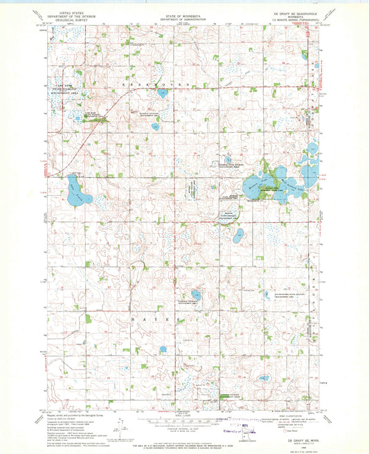 Classic USGS De Graff SE Minnesota 7.5'x7.5' Topo Map Image