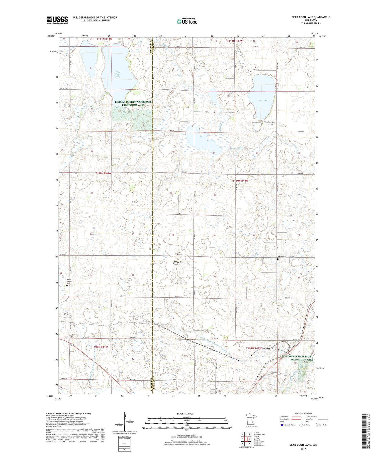 Dead Coon Lake Minnesota US Topo Map Image