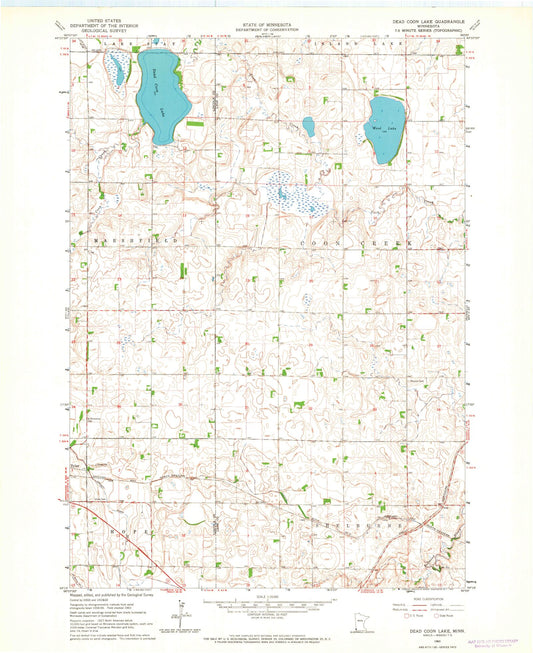 Classic USGS Dead Coon Lake Minnesota 7.5'x7.5' Topo Map Image