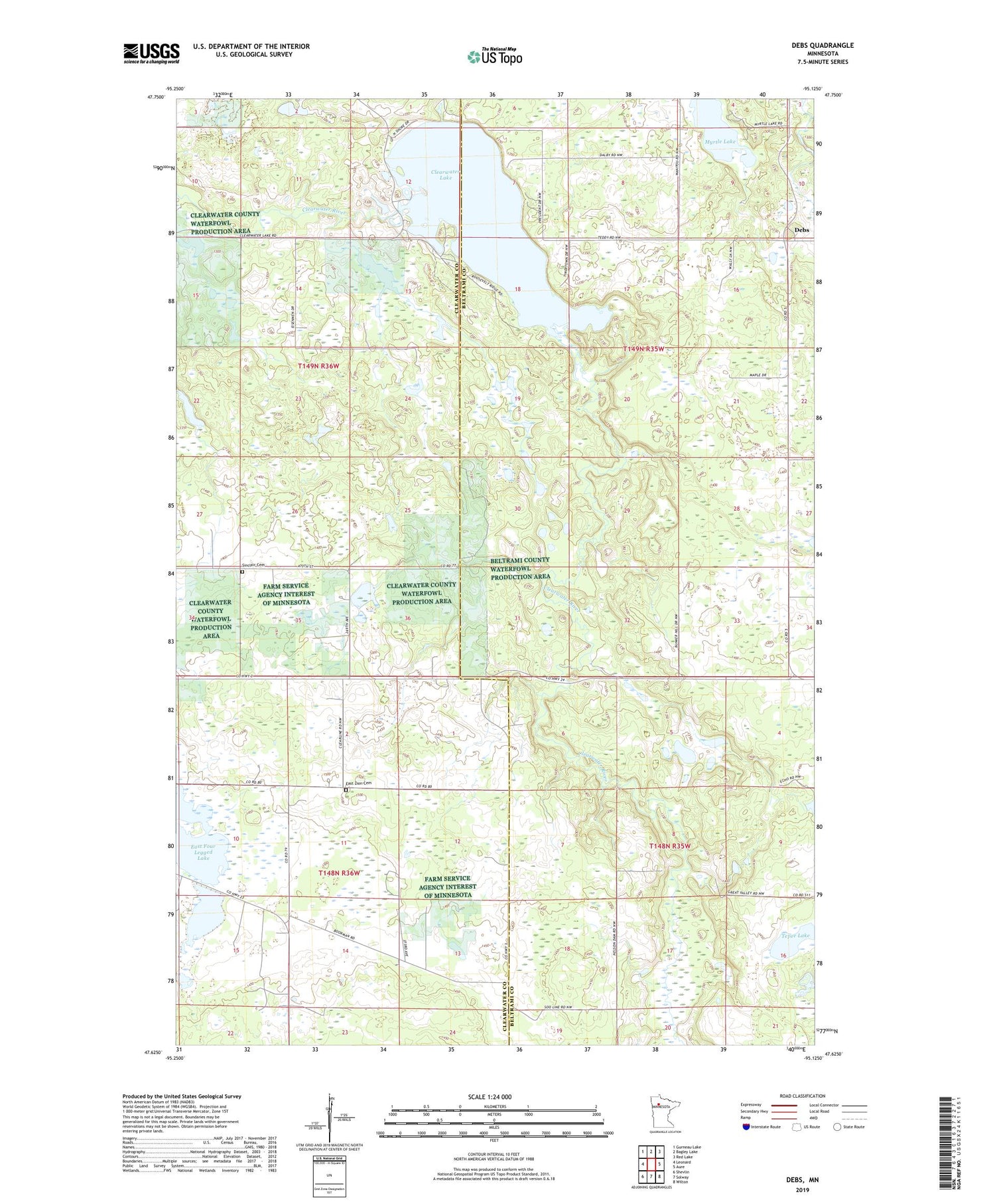 Debs Minnesota US Topo Map Image