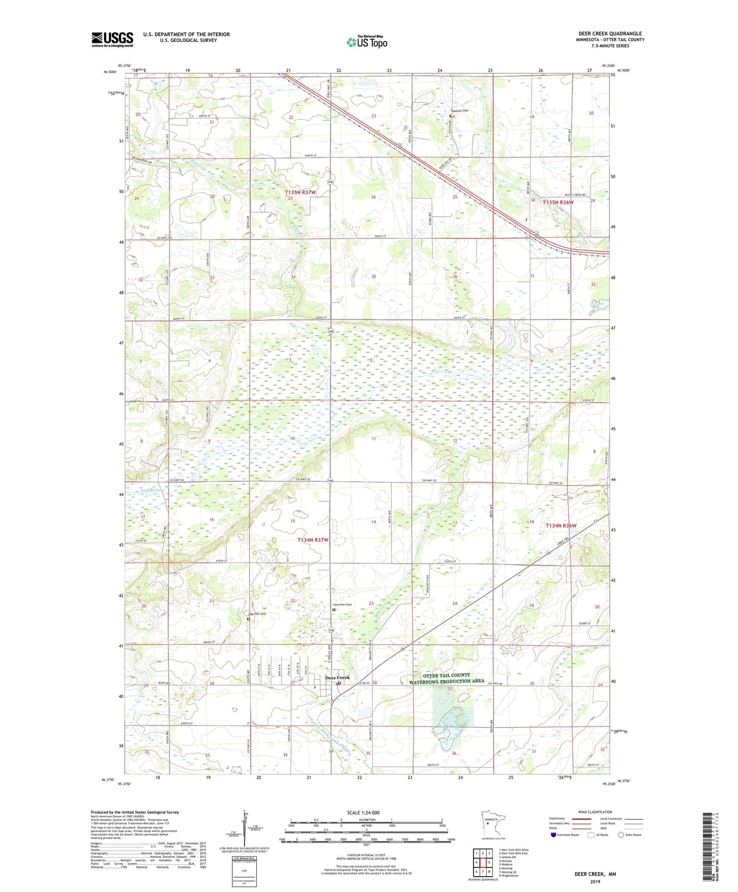 Deer Creek Minnesota US Topo Map Image