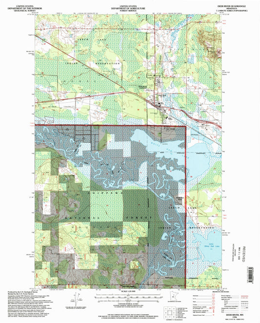 Classic USGS Deer River Minnesota 7.5'x7.5' Topo Map Image