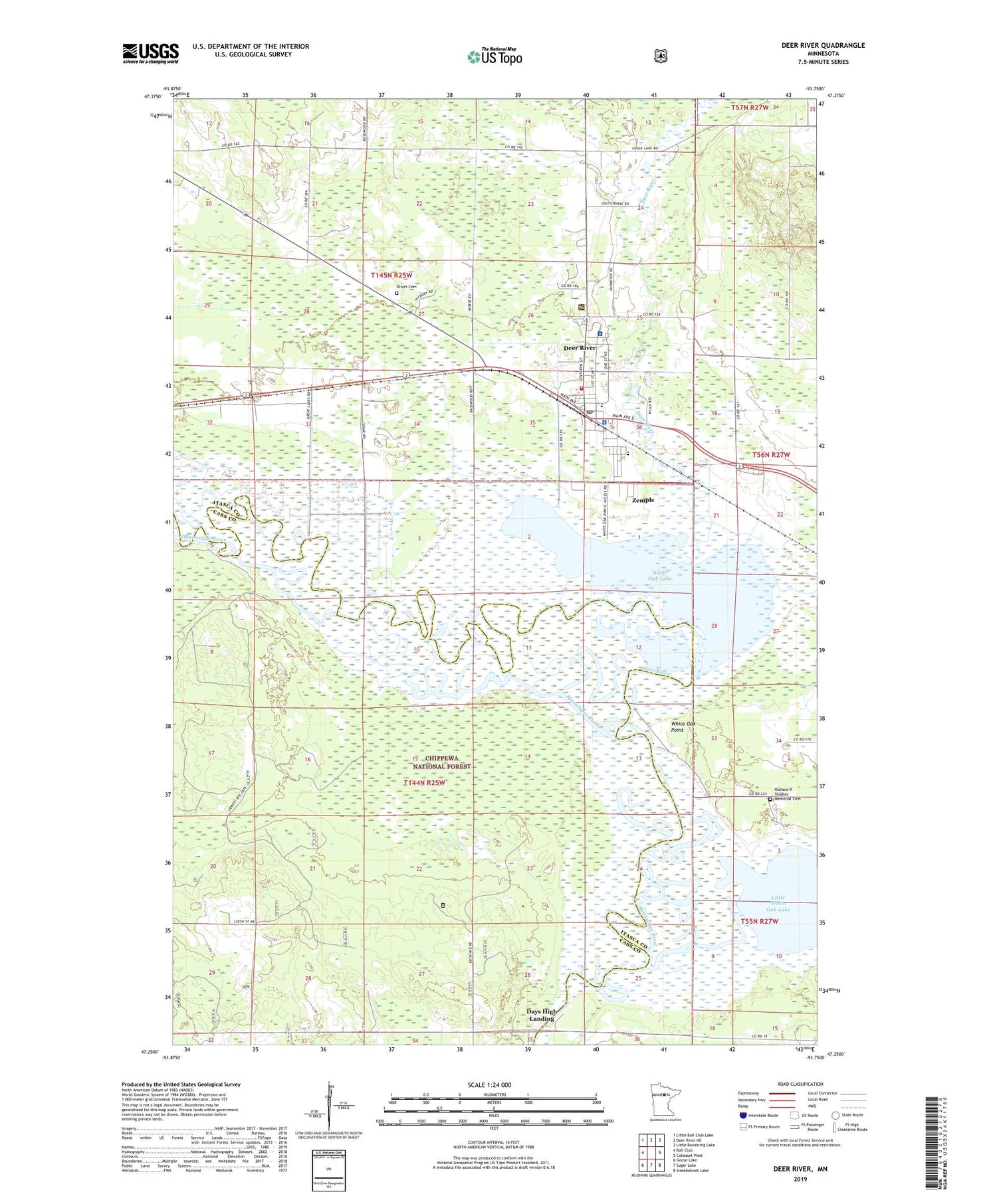Deer River Minnesota US Topo Map Image