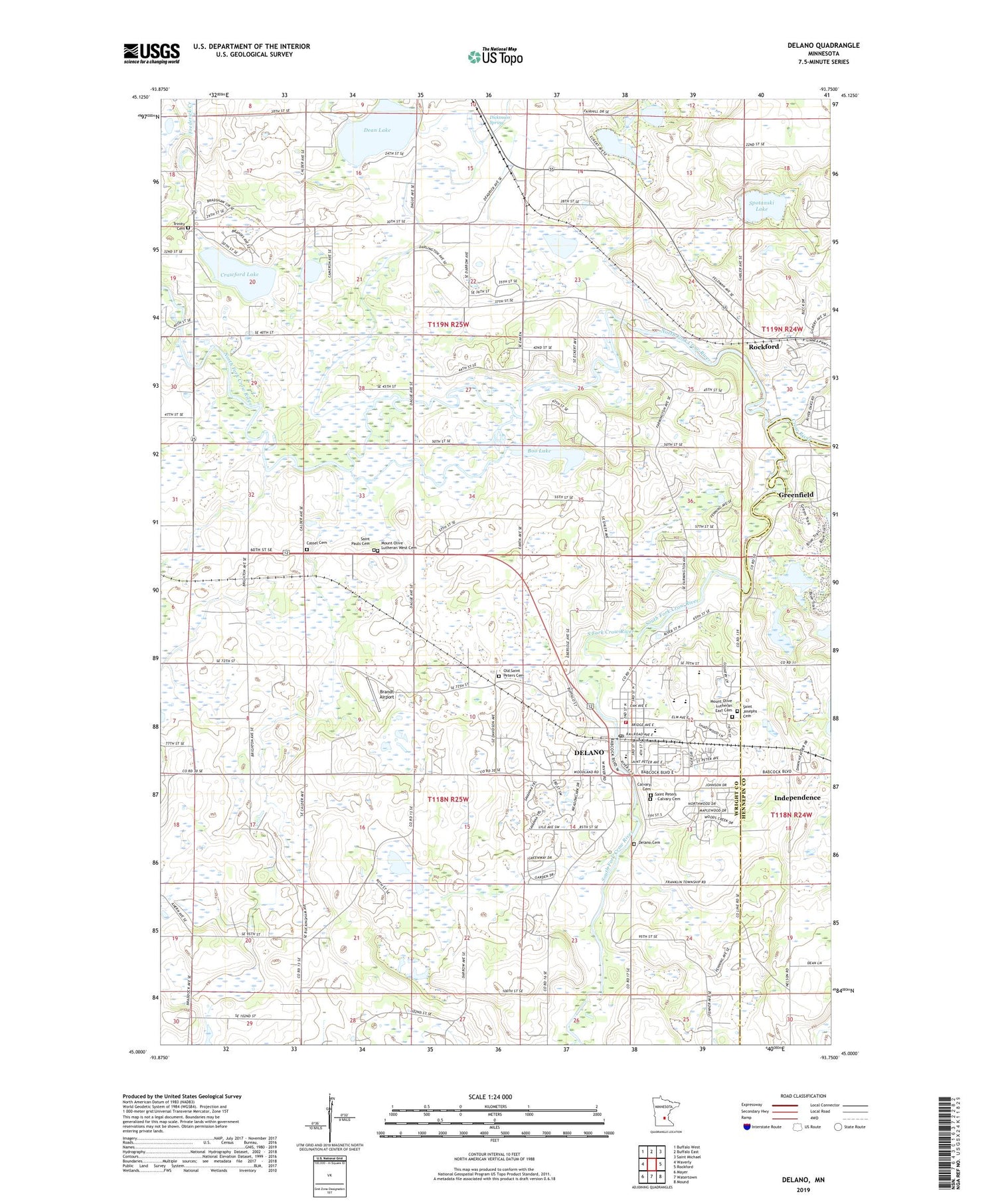 Delano Minnesota US Topo Map Image