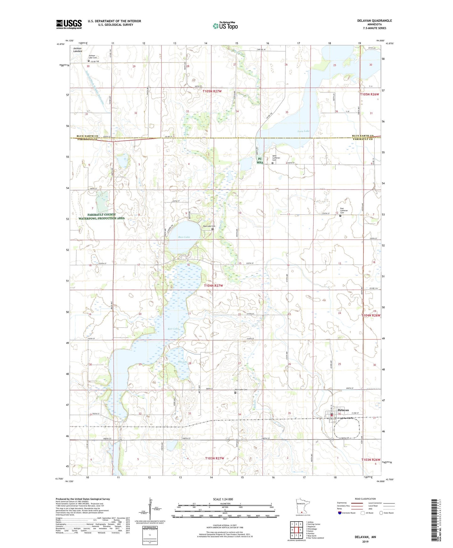 Delavan Minnesota US Topo Map Image
