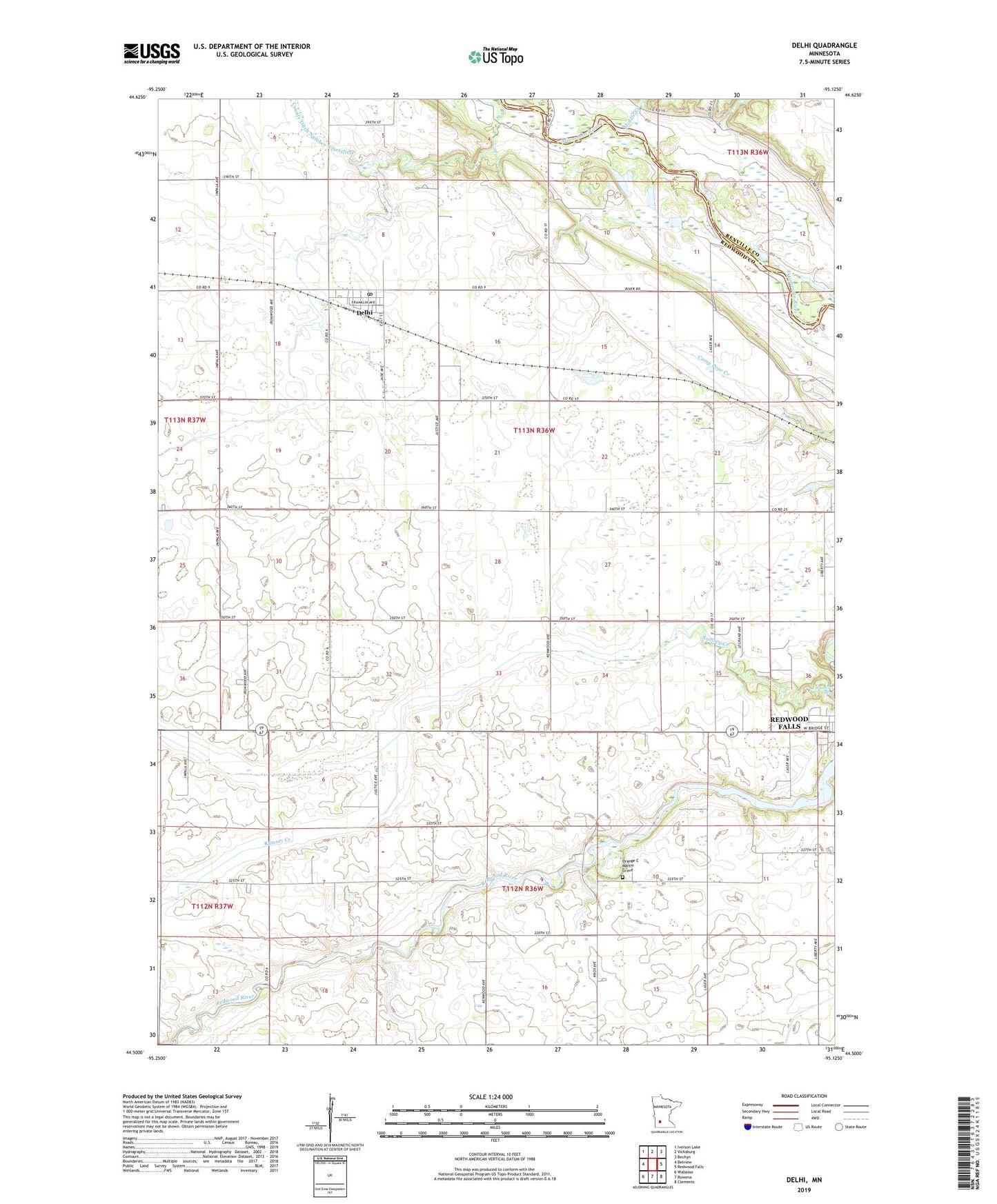 Delhi Minnesota US Topo Map Image