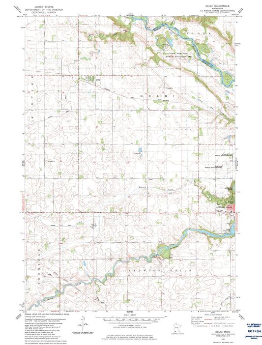 Classic USGS Delhi Minnesota 7.5'x7.5' Topo Map Image