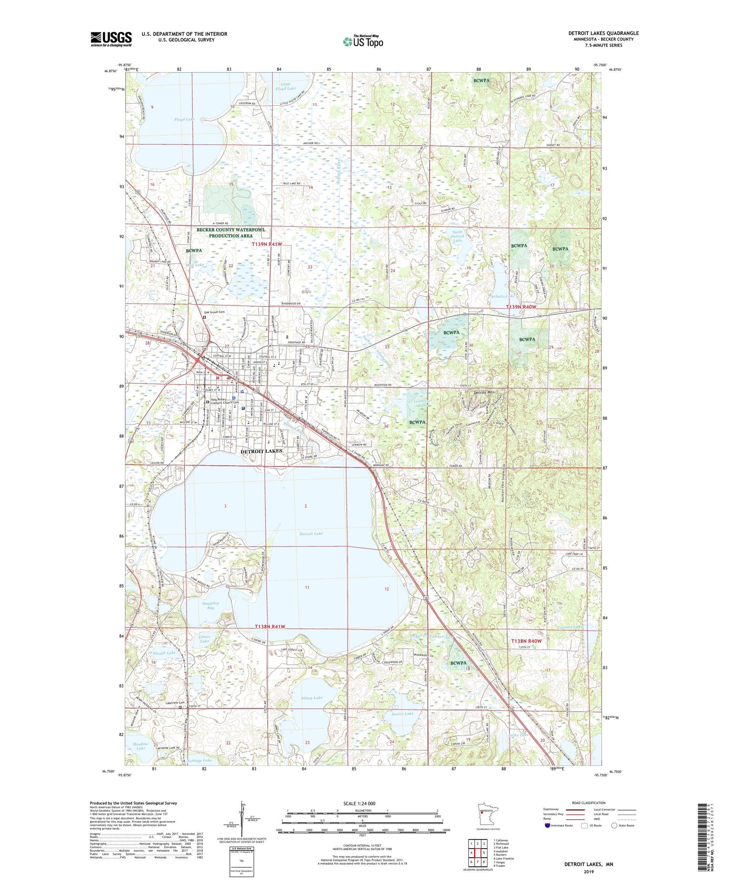 Detroit Lakes Minnesota US Topo Map Image