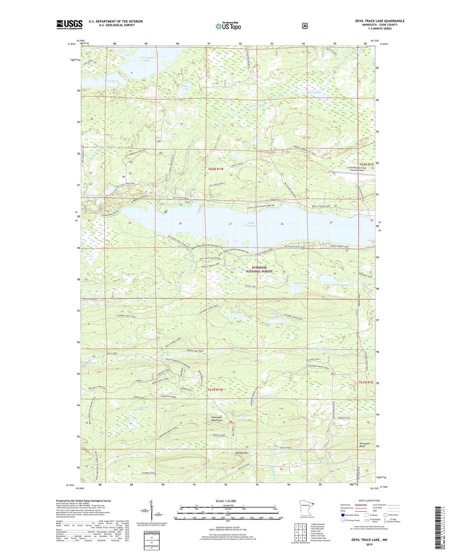 Devil Track Lake Minnesota US Topo Map Image