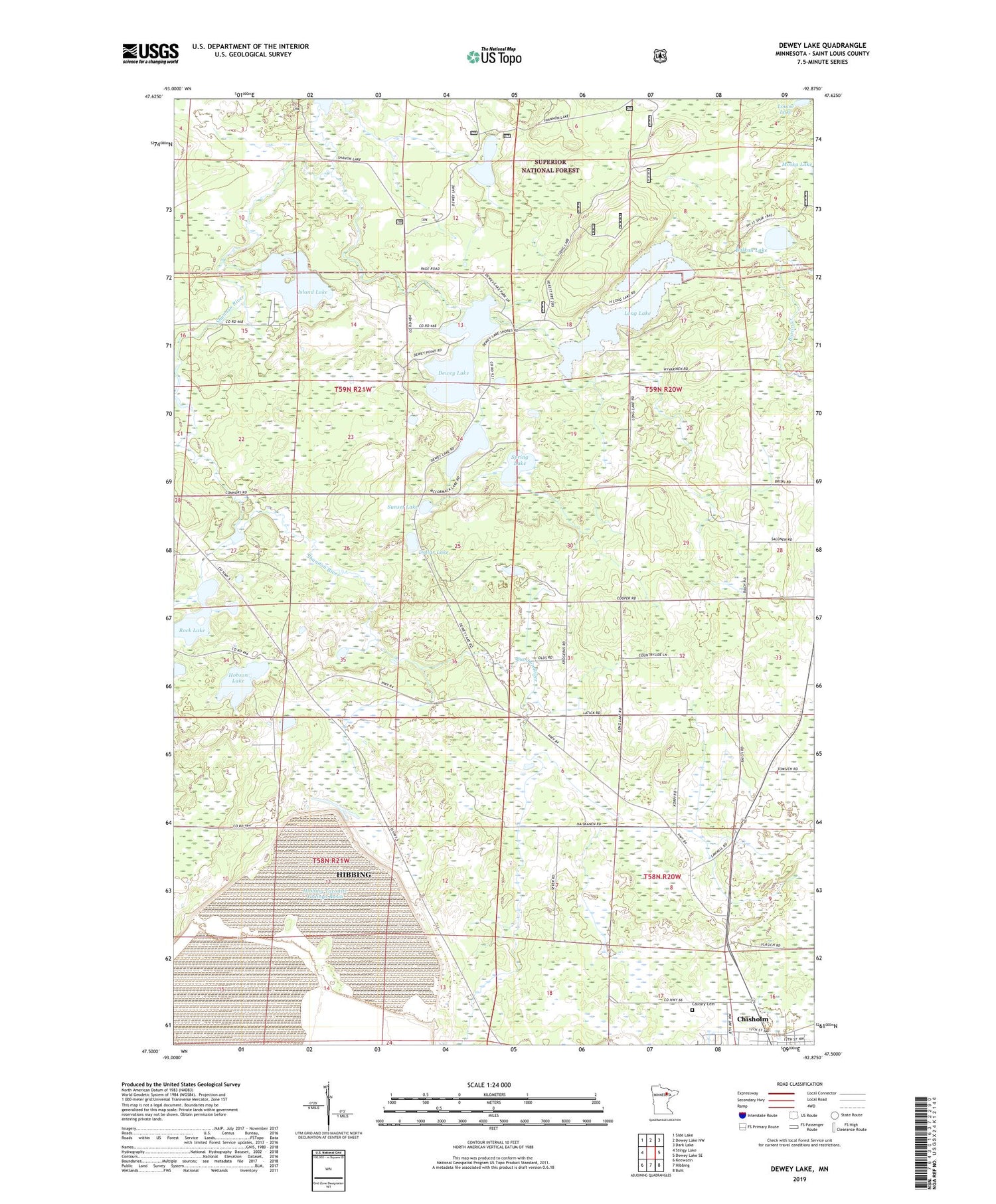Dewey Lake Minnesota US Topo Map Image