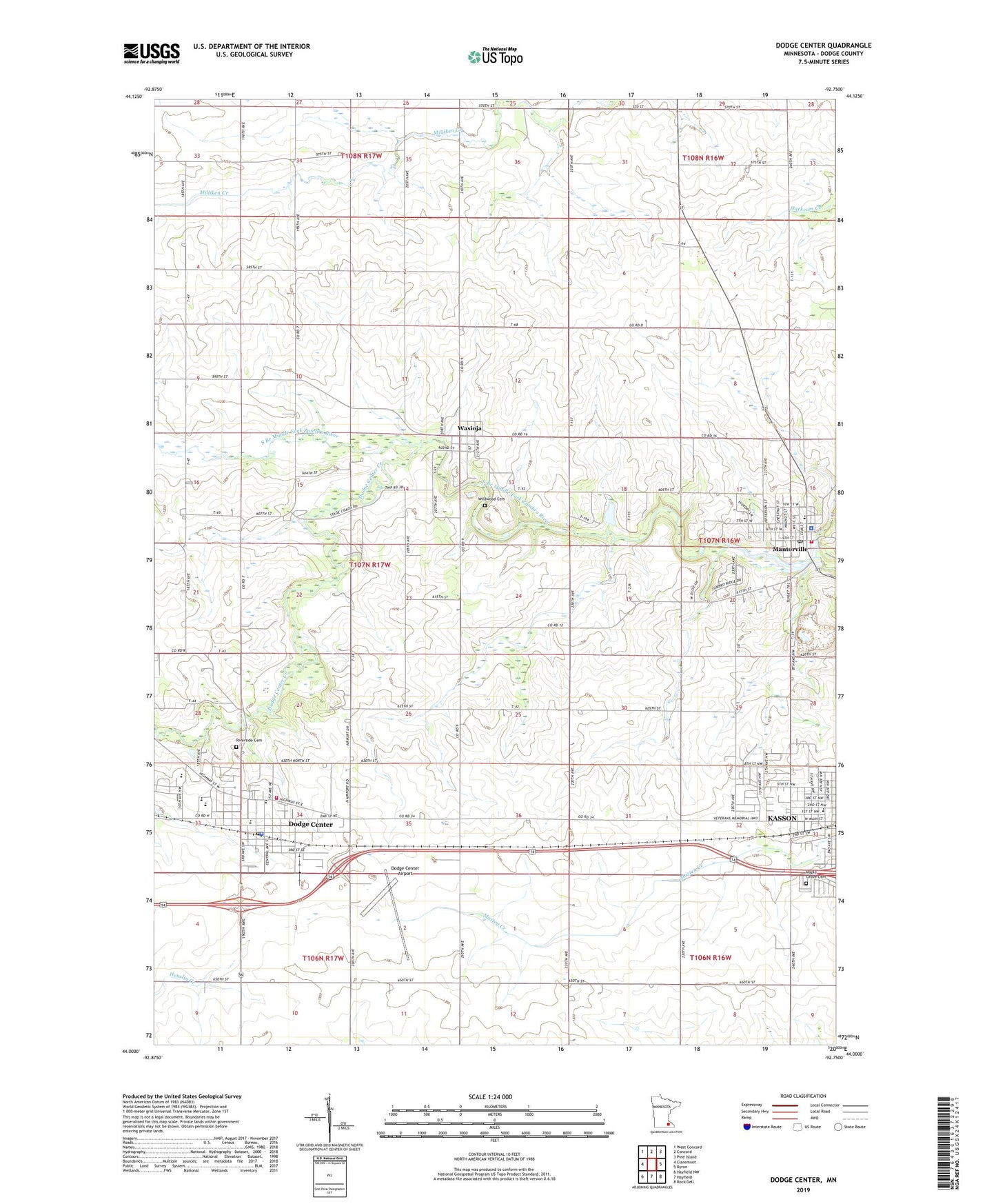 Dodge Center Minnesota US Topo Map Image