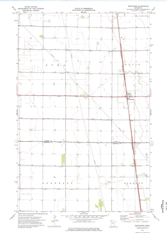 Classic USGS Donaldson Minnesota 7.5'x7.5' Topo Map Image