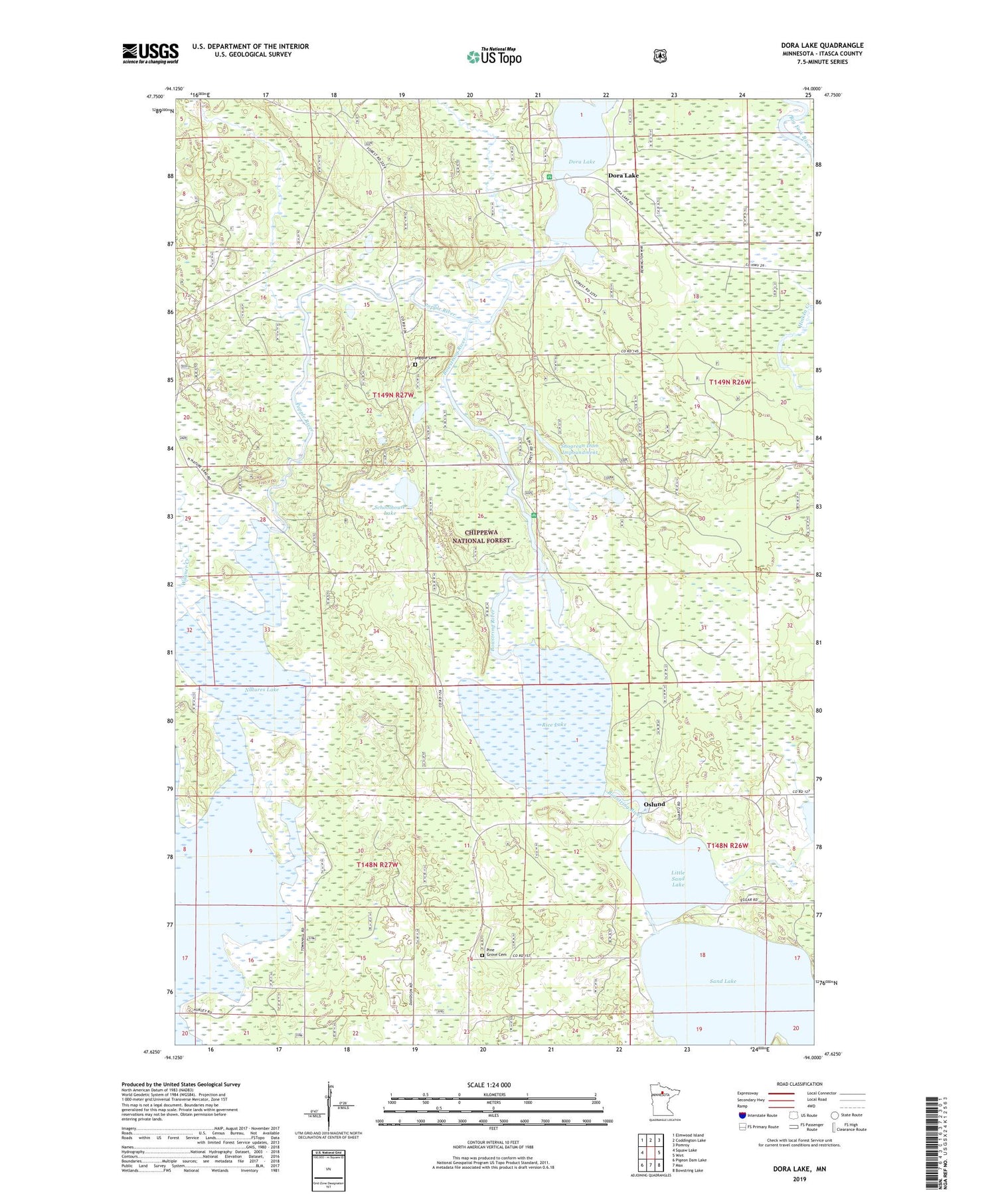 Dora Lake Minnesota US Topo Map Image
